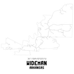 Wideman Arkansas. US street map with black and white lines.