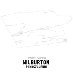 Wilburton Pennsylvania. US street map with black and white lines.