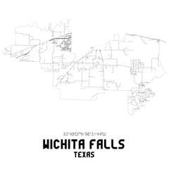 Wichita Falls Texas. US street map with black and white lines.