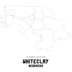 Whiteclay Nebraska. US street map with black and white lines.