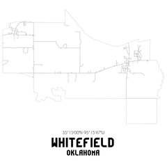 Whitefield Oklahoma. US street map with black and white lines.