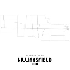 Williamsfield Ohio. US street map with black and white lines.