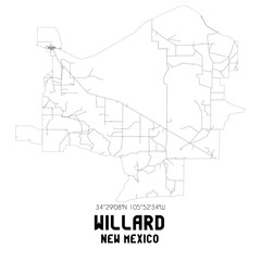Willard New Mexico. US street map with black and white lines.