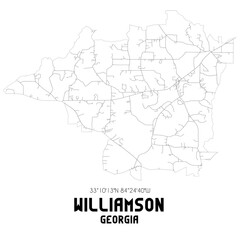 Williamson Georgia. US street map with black and white lines.