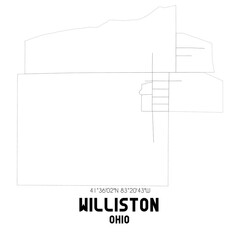 Williston Ohio. US street map with black and white lines.