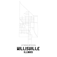Willisville Illinois. US street map with black and white lines.