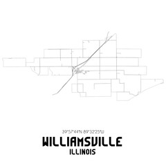 Williamsville Illinois. US street map with black and white lines.