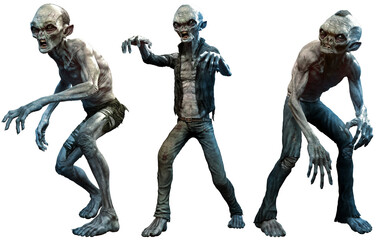 Zombies or ghouls 3D illustration	