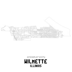 Wilmette Illinois. US street map with black and white lines.