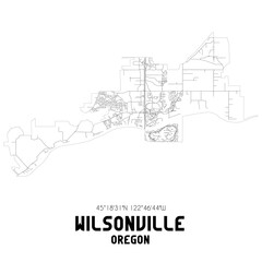 Wilsonville Oregon. US street map with black and white lines.