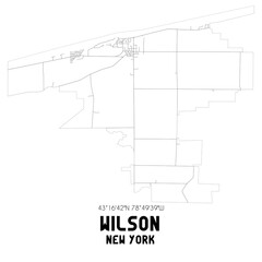 Wilson New York. US street map with black and white lines.