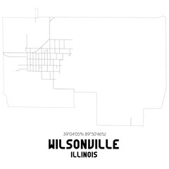 Wilsonville Illinois. US street map with black and white lines.