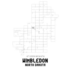Wimbledon North Dakota. US street map with black and white lines.