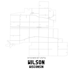 Wilson Wisconsin. US street map with black and white lines.