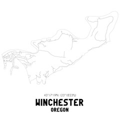 Winchester Oregon. US street map with black and white lines.