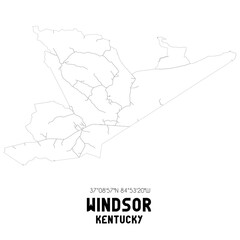 Windsor Kentucky. US street map with black and white lines.