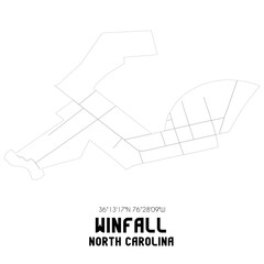 Winfall North Carolina. US street map with black and white lines.