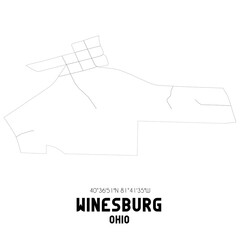 Winesburg Ohio. US street map with black and white lines.