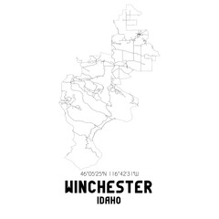 Winchester Idaho. US street map with black and white lines.