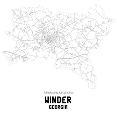 Winder Georgia. US street map with black and white lines. - obrazy, fototapety, plakaty