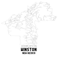 Winston New Mexico. US street map with black and white lines.