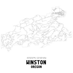 Winston Oregon. US street map with black and white lines.