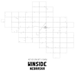 Winside Nebraska. US street map with black and white lines.