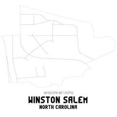 Winston Salem North Carolina. US street map with black and white lines.
