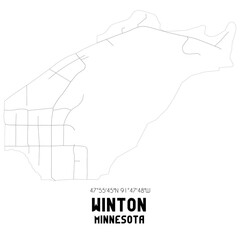 Winton Minnesota. US street map with black and white lines.