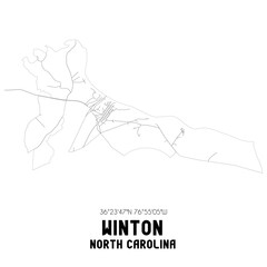 Winton North Carolina. US street map with black and white lines.