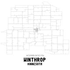 Winthrop Minnesota. US street map with black and white lines.