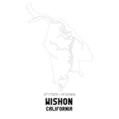 Wishon California. US street map with black and white lines.