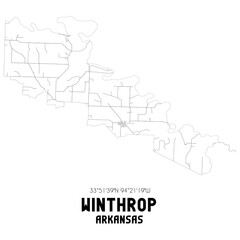 Winthrop Arkansas. US street map with black and white lines.