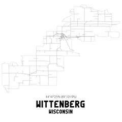 Wittenberg Wisconsin. US street map with black and white lines.