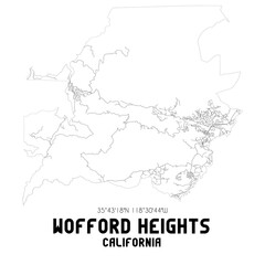 Wofford Heights California. US street map with black and white lines.