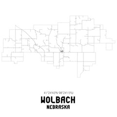 Wolbach Nebraska. US street map with black and white lines.