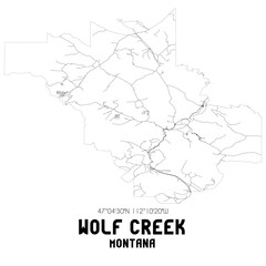 Wolf Creek Montana. US street map with black and white lines.