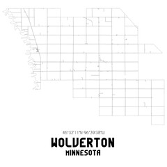 Wolverton Minnesota. US street map with black and white lines.