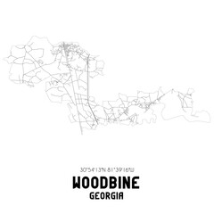 Woodbine Georgia. US street map with black and white lines.