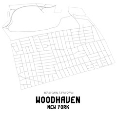 Fototapeta premium Woodhaven New York. US street map with black and white lines.
