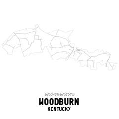 Woodburn Kentucky. US street map with black and white lines.
