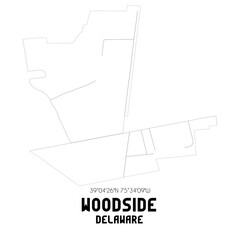 Woodside Delaware. US street map with black and white lines.