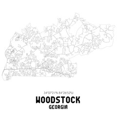 Woodstock Georgia. US street map with black and white lines.