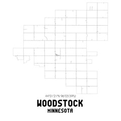 Woodstock Minnesota. US street map with black and white lines.