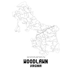 Woodlawn Virginia. US street map with black and white lines.