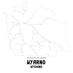 Wyarno Wyoming. US street map with black and white lines.