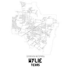 Fototapeta na wymiar Wylie Texas. US street map with black and white lines.