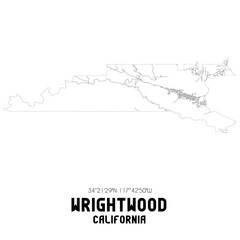 Wrightwood California. US street map with black and white lines.