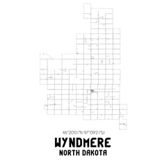 Wyndmere North Dakota. US street map with black and white lines.