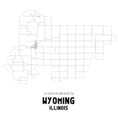 Wyoming Illinois. US street map with black and white lines.